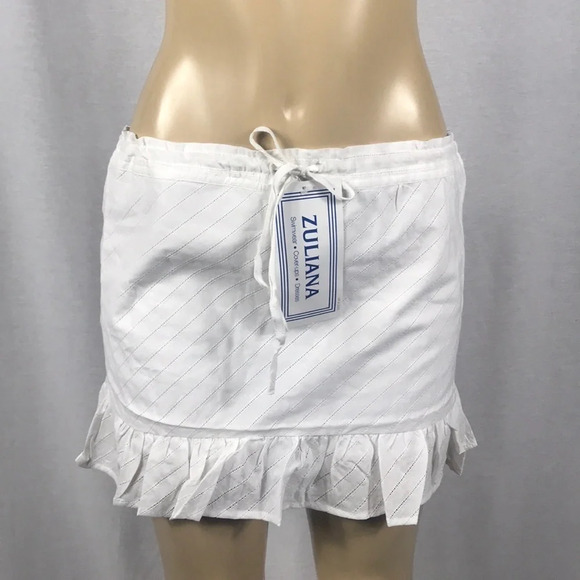 Zuliana Size Medium 100% Cotton Tie Waist Mini Skirt. Made in USA. New With Tags - Picture 1 of 3